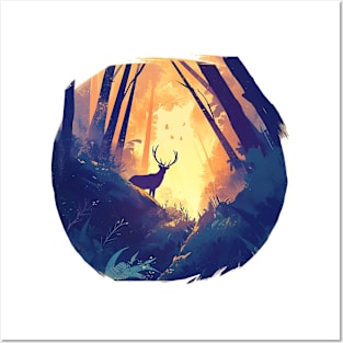 deer in forest Posters and Art